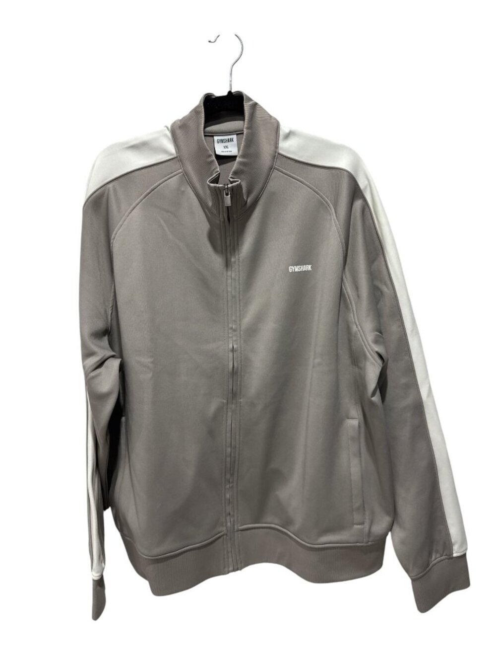 Gymshark Men's Track Jacket XXL Mushroom Grey Full Zip Athletic Top